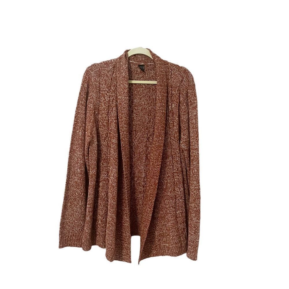 🟢MADISON LILLY Rust Red Serra Cable Knit Cardigan Stitch Fix Sweater Size XXL